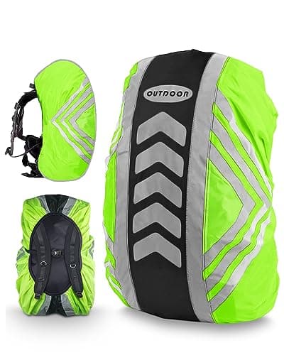 Waterproof Backpack Cover, Large Reflective Backpack Waterproof, Rucksack Cover Waterproof with 2 Buckle Strap, High Visibility Rain Waterproof Bag Cover for Outdoor Hiking, Father Day Gifts, M 40L