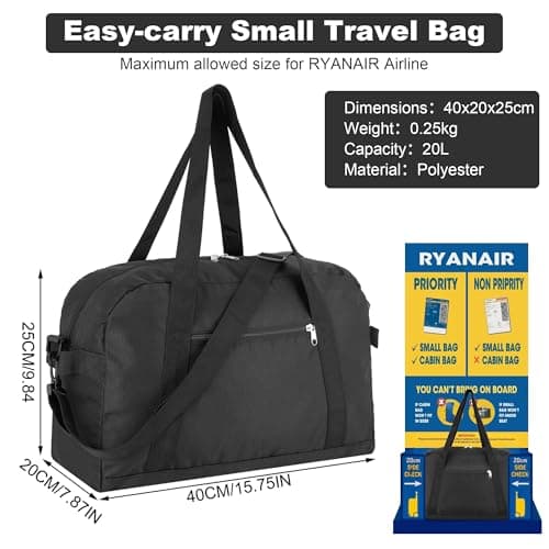 Fentar Small Gym Bag, Waterproof Travel Bag Ryanair Cabin Bags 40x20x25 CM, Removable Shoulder Strap Sports Bag, Gym Duffel Bag, Small Holdall Overnight Bags for Women Men Sport Gym Weekend Trip — view 2