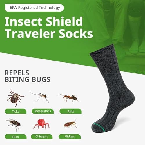 Insect Shield Traveler Socks With Permethrin Bug Repellant - Protective Clothing for Men & Women, Charcoal, Large (Pack of 2) — view 3