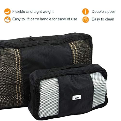 ANSIO Packing Cubes for Suitcase, 6Piece Travel Luggage Organiser Set,Black — view 4