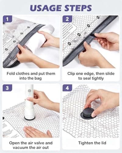 OQIMAX Vacuum Storage Bags with Rechargeable Pump, 6-Pack Space Saver Bags — view 6