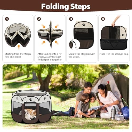 Cat Playpen Foldable, Pop Up Dog Pen, Portable Pet Pen Indoor Outdoor - S — view 5