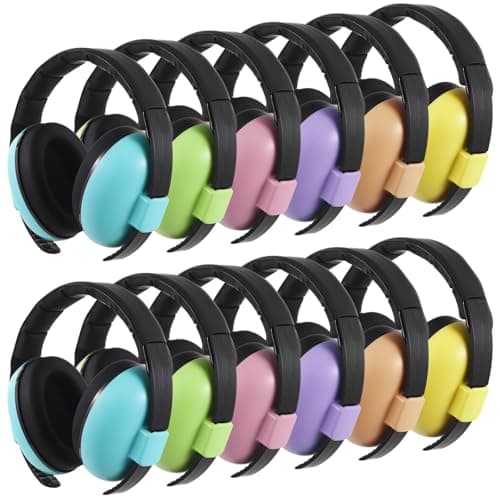 SWEWARM 12 Pcs Noise Cancelling Earmuffs for Little Ones, Hearing Protection Headphones, Adjustable Headband, Soft Sponge Cushions, Sleep Study Travel Use