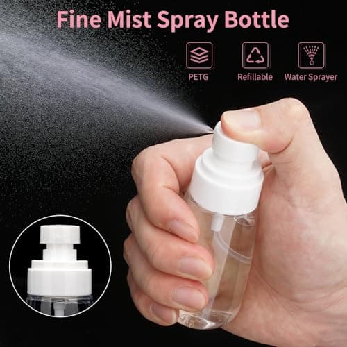 Decorniqu Travel Spray Bottle 60ml 3 Pack Refillable Fine Mist Plastic Spray Bottles Leak Proof Spraying Bottle for Hair Cleaning Solutions Face Beauty Travel(Clean) — view 4