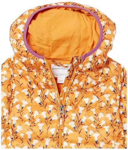 Amazon Essentials Girls' Lightweight Water-Resistant Packable Hooded Puffer Jacket, Yellow Floral, 2 Years — view 3