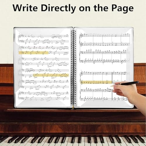 Abaigeal 2 Pack A4 Sheet Music Folder, 60 Pockets/30 Pages Spiral Sheet Music Binder Organizer, A4 Music Folder with Plastic Sleeves for Piano Guitar Violin Paper Document — view 3