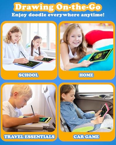 POPERFUN 2 Pack LCD Writing Tablet for Kids, 8.5 Inch Drawing Tablet for Kids Travel Games Activity,Toddlers Toys Learning Board Toys Christmas Stocking Fillers Birthday Gifts for Kid Blue&Pink — view 6