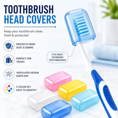 WHALESALE 6pcs Toothbrush Cover Set with Silicone Finger Brush and Case Portable Finger Tongue Cleaner Travel Toothbrush Cap Protectors with Soft Cleaning Finger Brush — view 5
