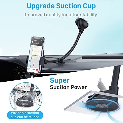 YOSH Windscreen Car Phone Holder, Windshield Phone Mount with Gooseneck — view 3