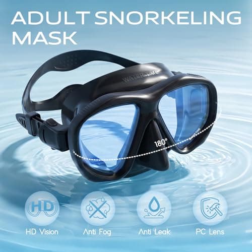 Tempered Snorkel Diving Mask Extra Wide View UV Protection Scuba Mask, Blue — view 3