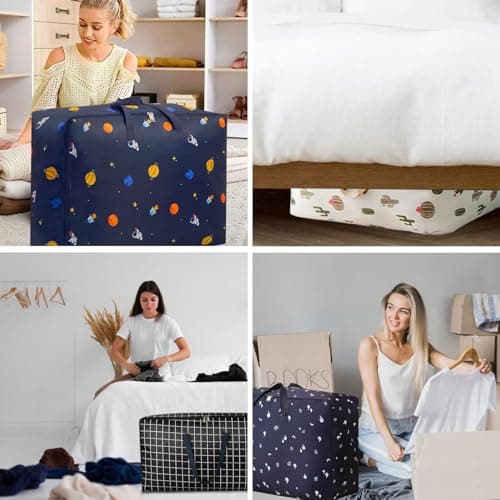 SEPSCO Clothes Storage Bag Large 2Pcs, Duvet Storage Bags King Size With Zips Foldable Thicken Nonwoven Fabric Moving Packing Totes Bag for Comforters Quilt Blankets Bedding Cushion Travel (Grey) — view 6