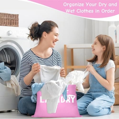 Travel laundry bag with Handle, 2Pcs Laundry Bags with Zips Waterproof Large Foldable Washable Dirty Clothes Bag, Wet Dry Bags for Swimming, Gym, Yoga, Workout, College Dorm — view 2