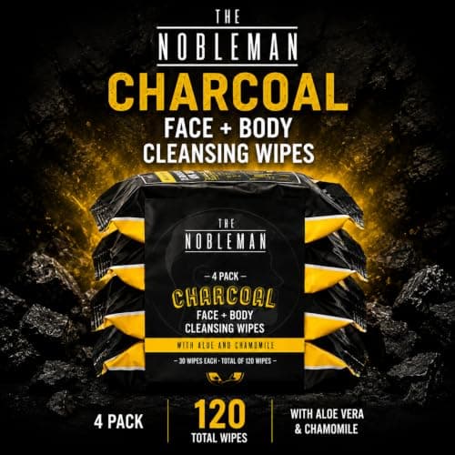 Men's Charcoal Face + Body Cleansing Wipes - 4 Pack (120ct) — view 2