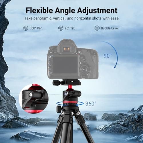 NEEWER BASICS 66.5"/169 cm Travel Tripod for Camera, Lightweight, TP12 — view 6