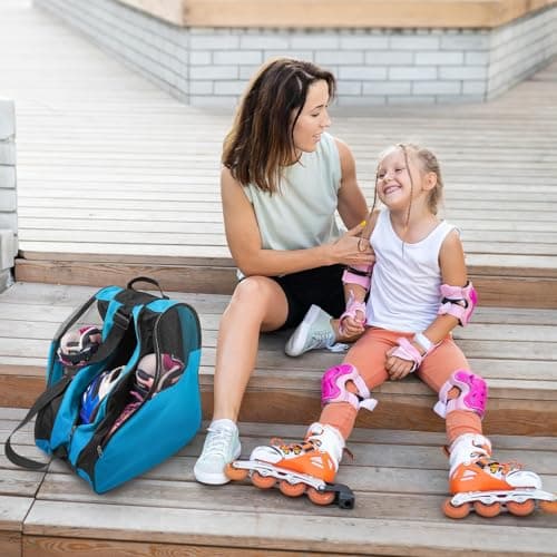 YEENAIV Skating Shoes Carry Bags Roller Skate Bag, Oxford Ice Skates Storage Bag for Kids & Adults, Unisex Adults Ice & Skate Bag Ii Fabric and Beach with Adjustable Shoulder Strap (Blue) — view 6