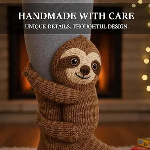 Raccoon Brown 3D Knit Animal Socks 2026 New Novelty Floor Sock for Christmas Cute Hand Crochet Winter Warm socks Adults Breathable Black White Crocheted Stockings Wine Orange Blue Anti Sweat Design — view 4