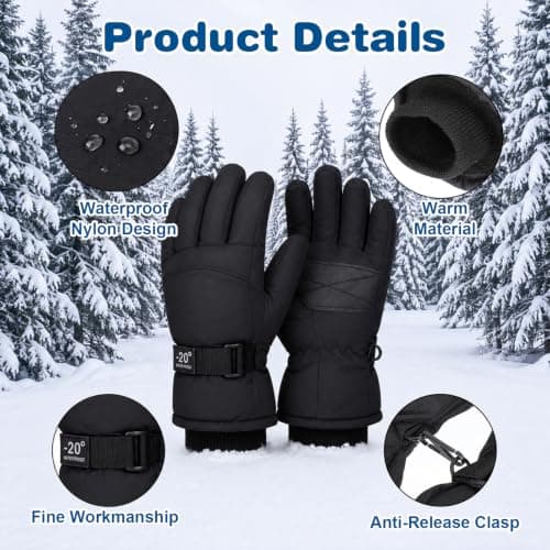 Kids Ski Gloves, Warm Snow Mittens for Boys Girls Cold Weather(6-10 Years) — view 3