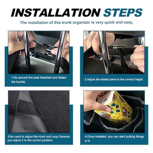 Car Boot Organiser,Backseat Storage Organiser with Adjustable Straps,Multi Compartment Trunk Organizer,Back Seat Storage Bags,Car Boot Tidy Organisers,Foldable Cargo Net Cars Backseat Cover Gadgets — view 6