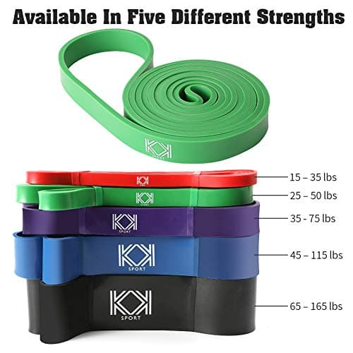 KK Resistance bands for men and women fitness band (25 – 50 lbs) pull up resistance bands Suitable for home, gym workout exercise flexibility and strength training .(Green: 25 – 50 lbs) — view 5