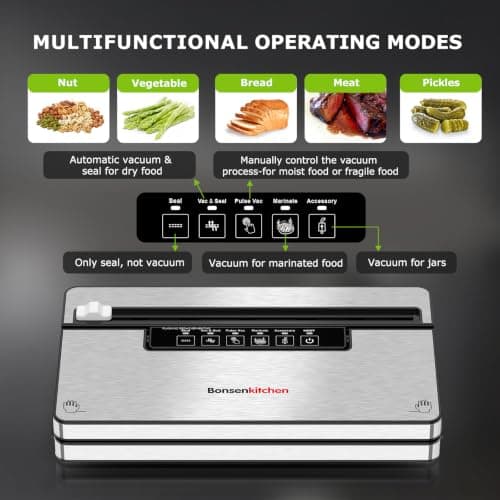 Bonsenkitchen Vacuum Sealer Machine, 5 Modes, Built-in Cutter & Bag Storag — view 2