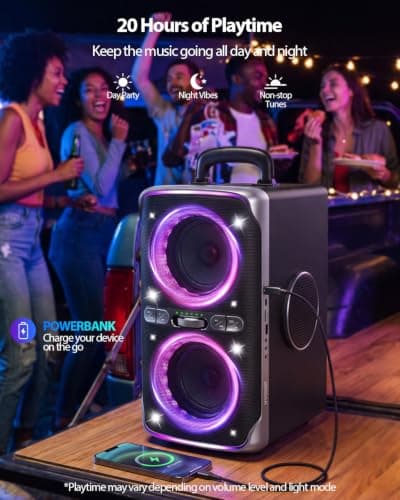 DGoak Party Bluetooth Speaker - 240W Peak Loud Speaker, Dazzling Light Show, Deep Bass, IPX4 Waterproof, 15H Battery, TWS Pairing, BT 5.3 Wireless, Portable for Home/Outdoor/Beach/Pool Party — view 6
