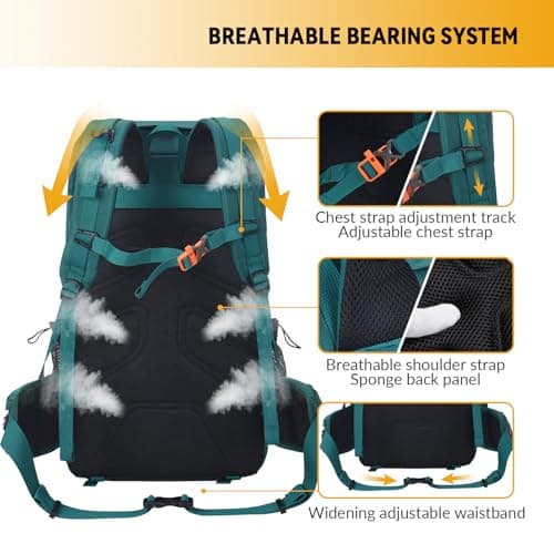 Bseash 40L Waterproof Hiking Backpack with Rain Cover, Outdoor Sport Travel Bag Daypack for Camping Climbing Cycling Skiing (Red) — view 3