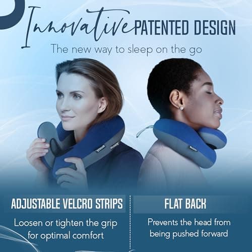 BCOZZY Travel Neck Pillow for Airplane, Head & Chin Support, Large Navy — view 5