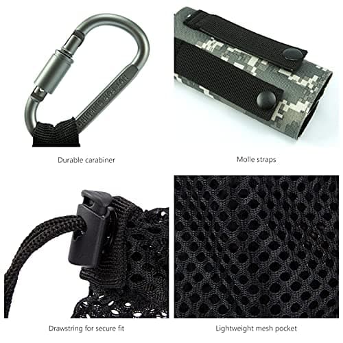 Bassdash Tactical Molle Water Bottle Pouch with Carabiner Foldable Mesh Holder Bag for Travel Fishing Hunting Hiking Outdoor Activities — view 2