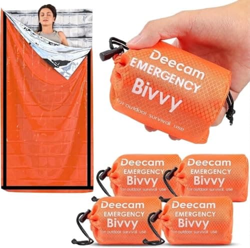 Deecam Emergency Sleeping Bag 4 Pack, Mylar Thermal Bivvy Bag for Camping