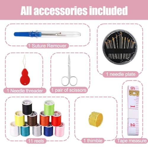 Portable Sewing Kit for Adults, Travel Sewing Supplies with Needles, Colorful Thread, Scissors, Thimble & Mini Sewing-Box for Home & Travel Emergency — view 2