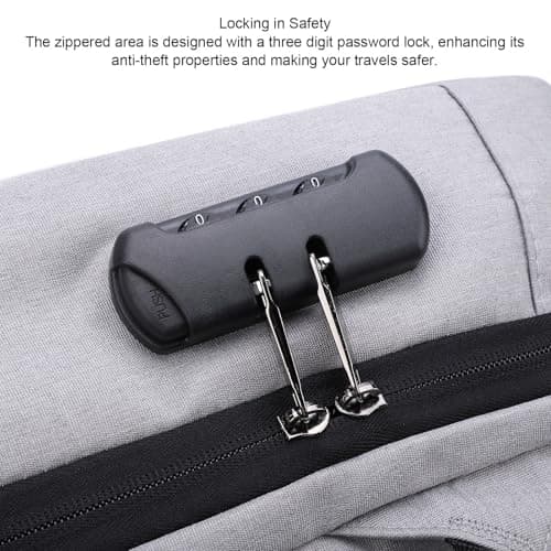 LICAEVEY Travel Bag for Water Proof Anti Theft Backpack, Dish Router Cables Accessories Storage with USB Charging Port and Lock(Gray) — view 6
