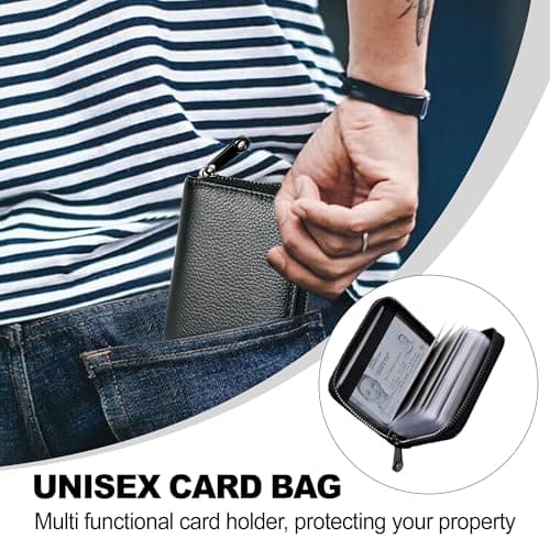Noenaeni RFID 20 Card Slots Credit Card Holder for Men and Women, Black — view 4