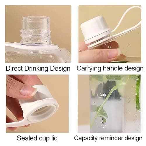 IDIDG Flat Water Bottle Travel Flask Portable 8.2 oz BPA Free Tritan Square Water Bottle Leakproof Slim for Purse Travel Pocket Sports Fitness (Blue, 8.2 OZ) — view 5