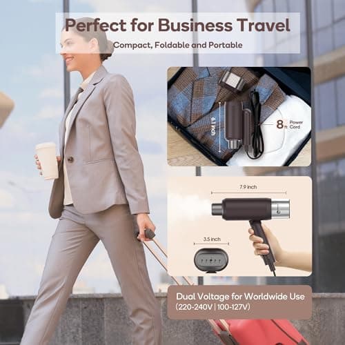 Newbealer Dual Voltage Travel Clothes Steamer, Brown — view 3