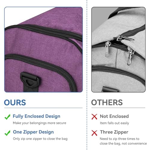 Bukere Carry on Garment Bag for Travel, Convertible Travel Duffel Suit Bag with Shoe Compartment, Detachable Shoulder Strap, 2 in 1 Weekender Suit Bag for Men Women, Purple, Garment Bag for Travel — view 4