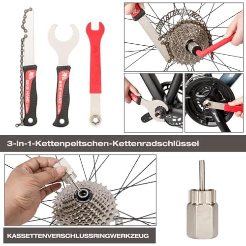 BIKE HAND Bicycle Tool Case, Complete Bicycle Tool Set, Professional Repair Kit with 18 Parts with Transport Case, Black and Red Bicycle Tool Set — view 6