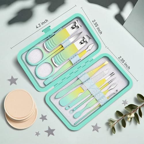 UNUSVERUM Manicure Set 10PCS Professional Nail Care Kit, Stainless Steel Pedicure Care Tools with Travel Case, Nail Clipper Set Gift for Women Wife Parents — view 6