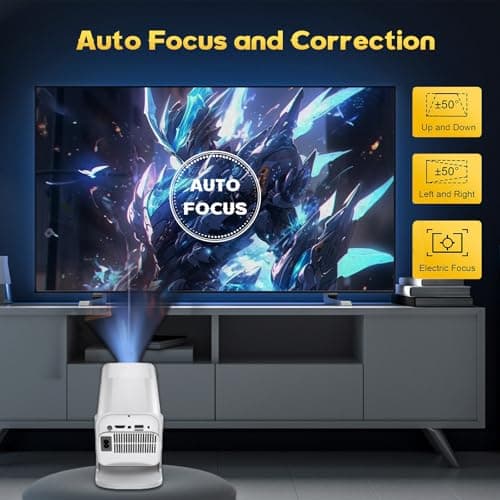 Mini Projector 4K With 2 Wireless Controller, 1920 * 1080p Home Bedroom Cinema Built-in 30000 Games, 200” Protable Smart Video Projector Support IOS/Android/Windows, Auto Keystone, WiFi 6 and BT 5.4 — view 5
