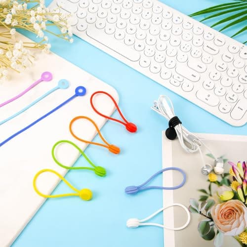Elovara 10 Pack Reusable Magnetic Silicone Cable Ties，for Charging Cables — view 6