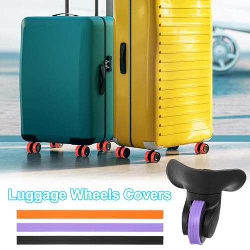 sourcing map 4Pcs Luggage Wheels Covers, Anti-Noise Luggage Wheel Silent Protector Covers for Luggage Suitcases or Office Chairs Caster, Purple — view 4