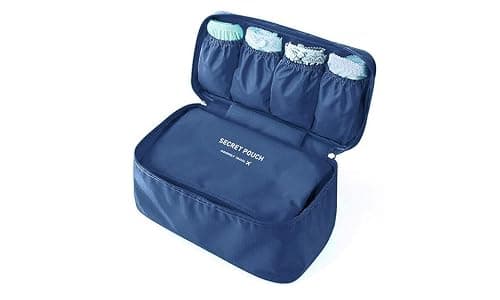 Travel Organiser Bra Underwear Lingerie Holiday Suitcase Portable Pouch Socks UK Brand (Navy Blue)