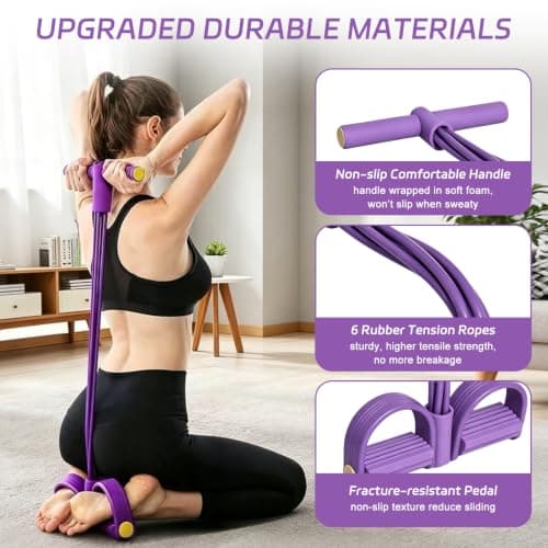 6-Tube Pedal Resistance Band, Multifunction Tension Rope for Women Home Use — view 5