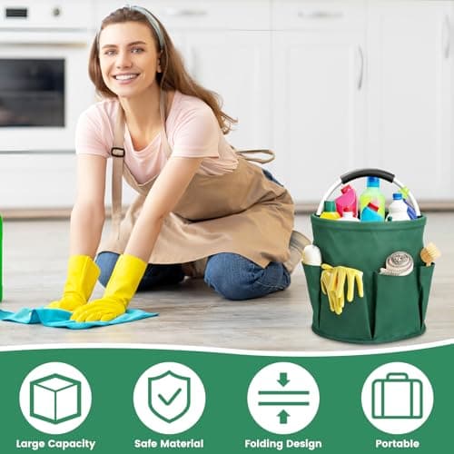 Cleaning Caddy with Handle, Portable Collapsible Bucket Oxford Fabric Caddy — view 4