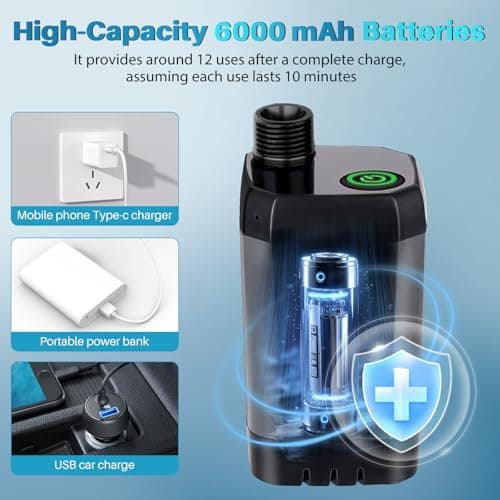 COOLIGO Portable Camping Shower with 6000mAh Rechargeable Battery, LED Display, 3 Spray Modes, IPX7 Waterproof Pump – Outdoor Shower Kit for RV, Car Camping, Hiking, Beach, Travel — view 3