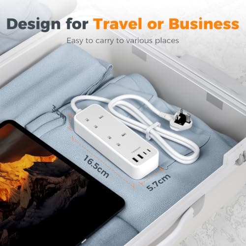 TESSAN 1M Travel Extension Lead with PD 20W USB C Charger (4 USB Slots) — view 5