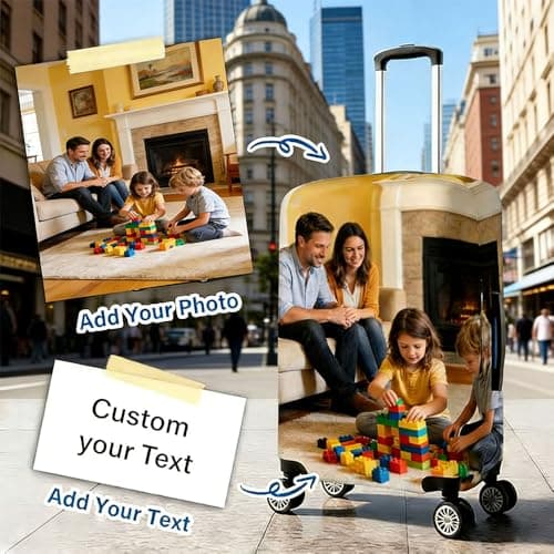 Personalised Suitcase Cover |Custom Luggage Cover with Photo/Text/Logo — view 3