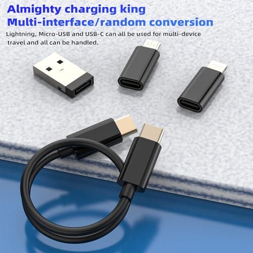 Travel Gadgets (5in1) Cable USB Adapter Storage 60W Charging USB C 27W Lightning for iPhone 17 16 15 Pro Data Micro USB Multi Kit Charger Phone Mobile Case Bag Box Card Keyring Multifunctional Set SIM — view 4