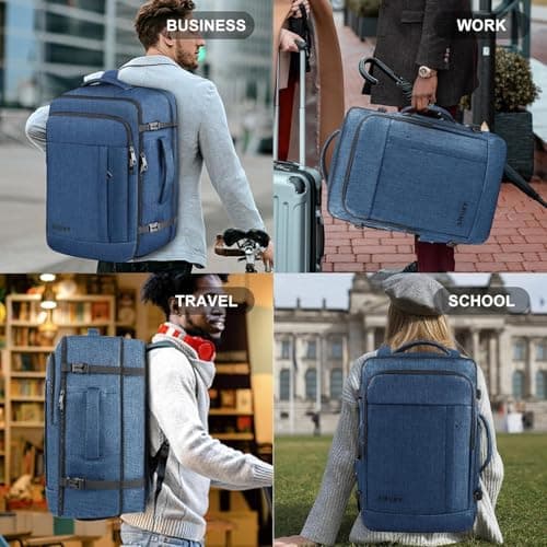Carry On Backpack, Extra Large 50L Travel Backpack for Men & Women, Expandable Backpack For Airplanes, 17 Inch Laptop Backpack, Luggage Suitcase 40L Daypack Lightweight Business Weekender Bag, Blue — view 6