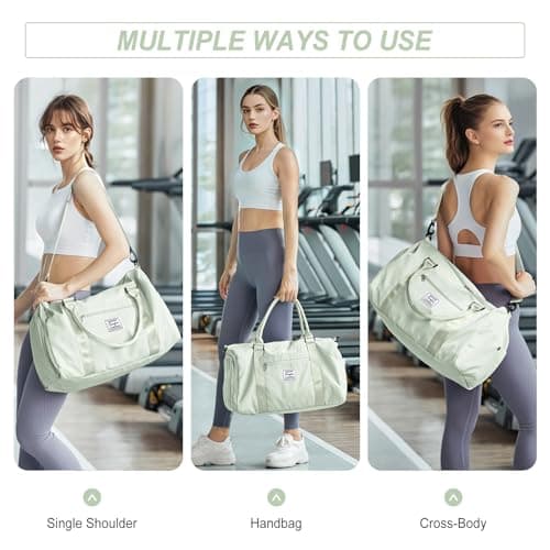 HYC00 Sports Gym Bag Womens Men with Shoes Compartment & Wet Pocket,Waterproof Sports Duffle Bag Weekend Overnight Bags Travel Duffle Bags for Women Hospital Holdall for Fitness Yoga Tote,Mint Green — view 6