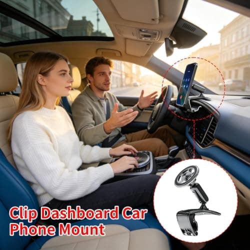 Mobile Phone Holder for Car Adjustable Non-Slip Magnetic Clip Stand — view 3